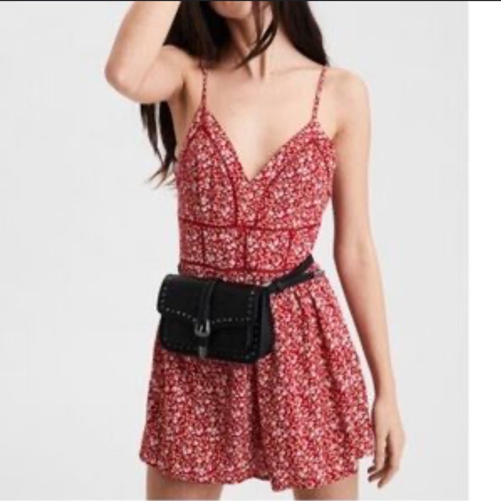American Eagle Outfitters Red Floral Romper